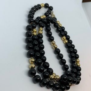 32” Black n Gold Bead Necklace